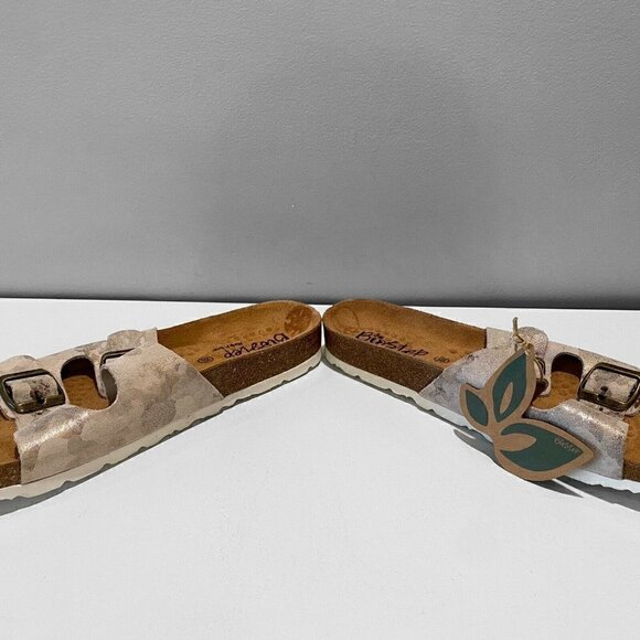 NEW BioStep Gray Leather Comfort Sandals 8.5 - Picture 3 of 11